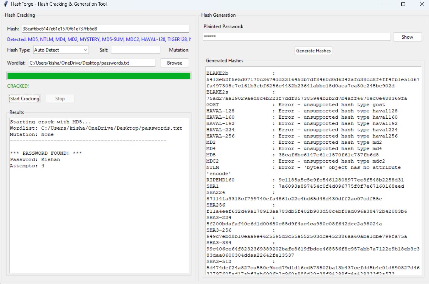 HashForge - cryptographic hashing toolkit